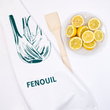 Tea towel set with fennel screen print on panama cotton, designed by Curious Lions and made in the UK. These keep their shape and colour.