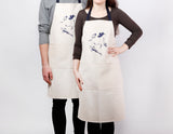Apron with lucky koi screen print, designed by Curious Lions and made in the UK. This unisex natural cotton item makes a rustic gift.
