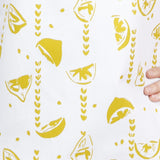 Apron with lemons screen print: this cotton drill item makes a citrus gift for cooks.
